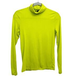 J. Crew Tissue Turtleneck Top Small Style BL022 Long Sleeve Neon Green